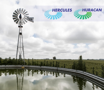 Molinos, tanques de agua y comederos Hercules y Huracan